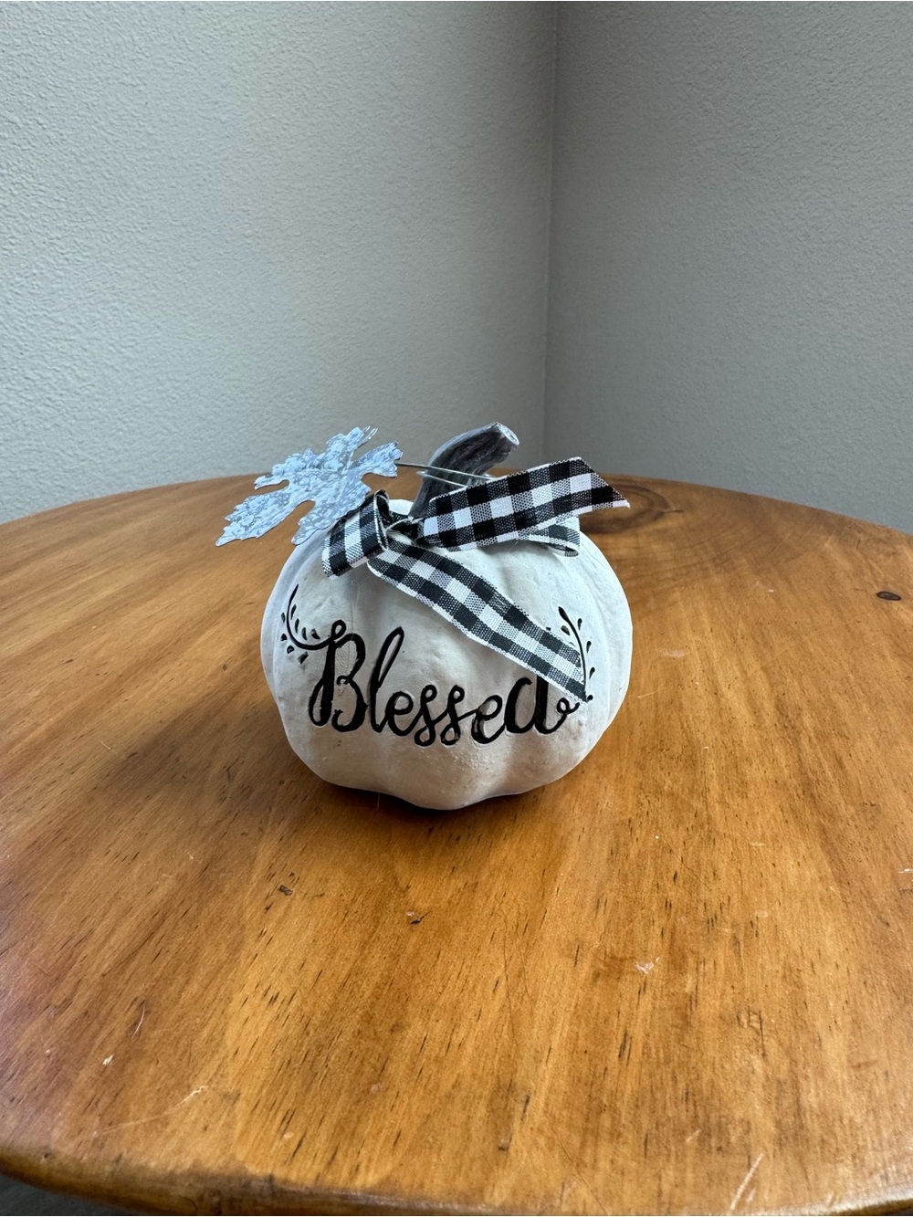 “Blessed” Black and White Pumpkin Fall Home Decor